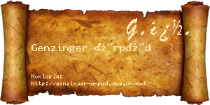 Genzinger Árpád névjegykártya